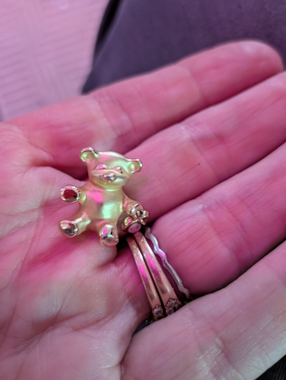 Gold Teddy Bear Charm Ring - Women Accessories